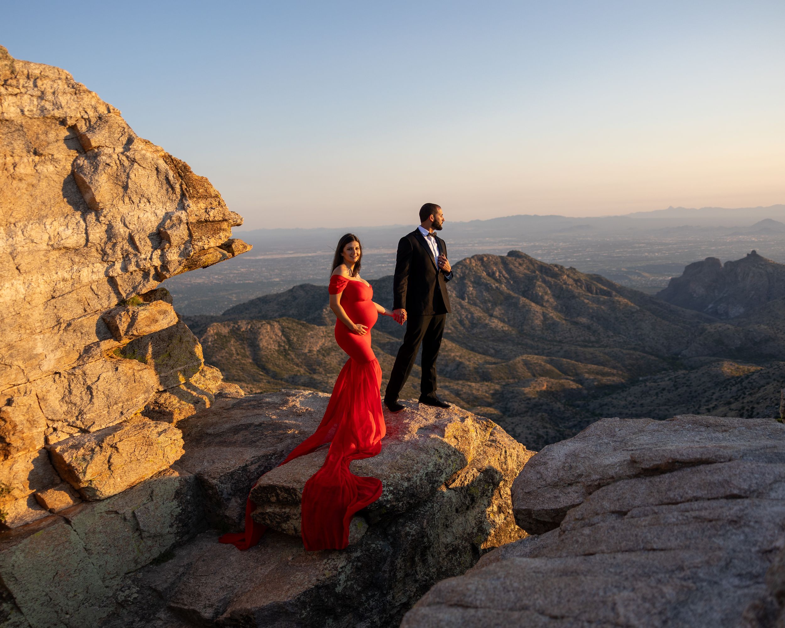 maternity session being photographed at Windy Peak in Tucson