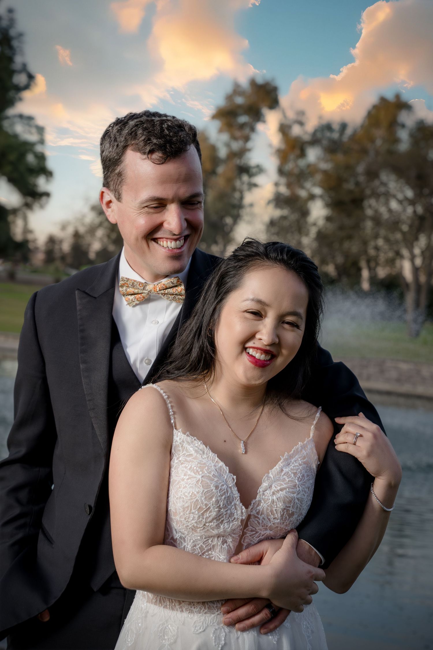 Bride & groom at Yolo Fliers Club in Woodland, California. Photo by Woodland wedding photographer, Ashley Nicole Baeza.