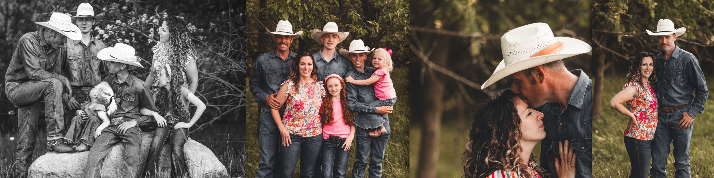 A group of dancers perform Western line dance routines outdoors in cowboy hats and boots.