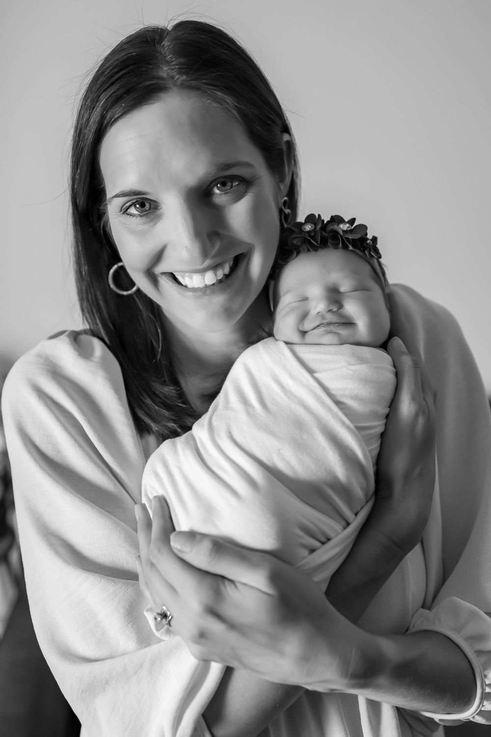 in studio newborn photo session in Richmond, Virginia. Midlothian Newborn photographer in-studio session. Wrapped, posed photo session