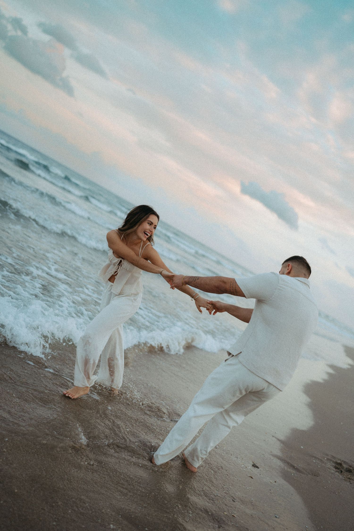 Fun at the beach celebrating love and an engagement.