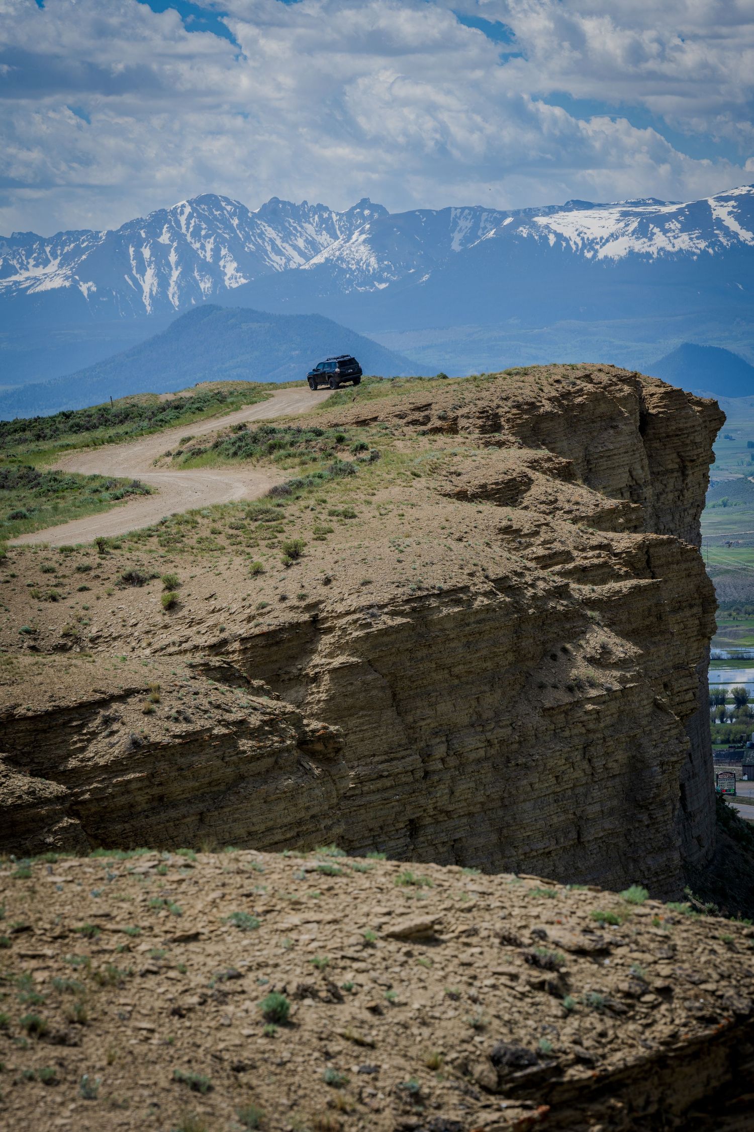 Shot of an SUV on the Kremmling Cliffs in Kremmling, CO
