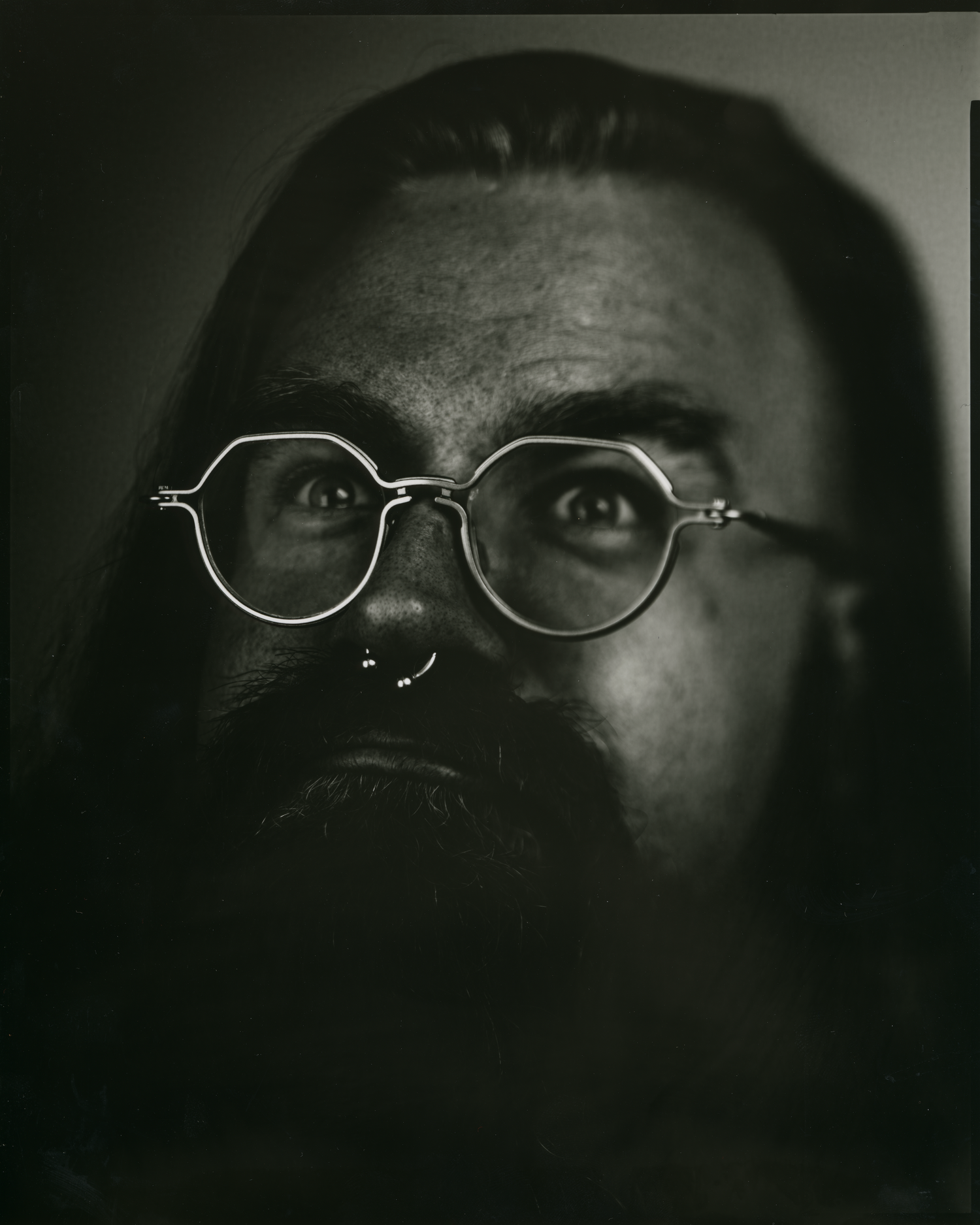 Black and white positive reversal portrait. Flying Camera Studio, Seattle, Washington