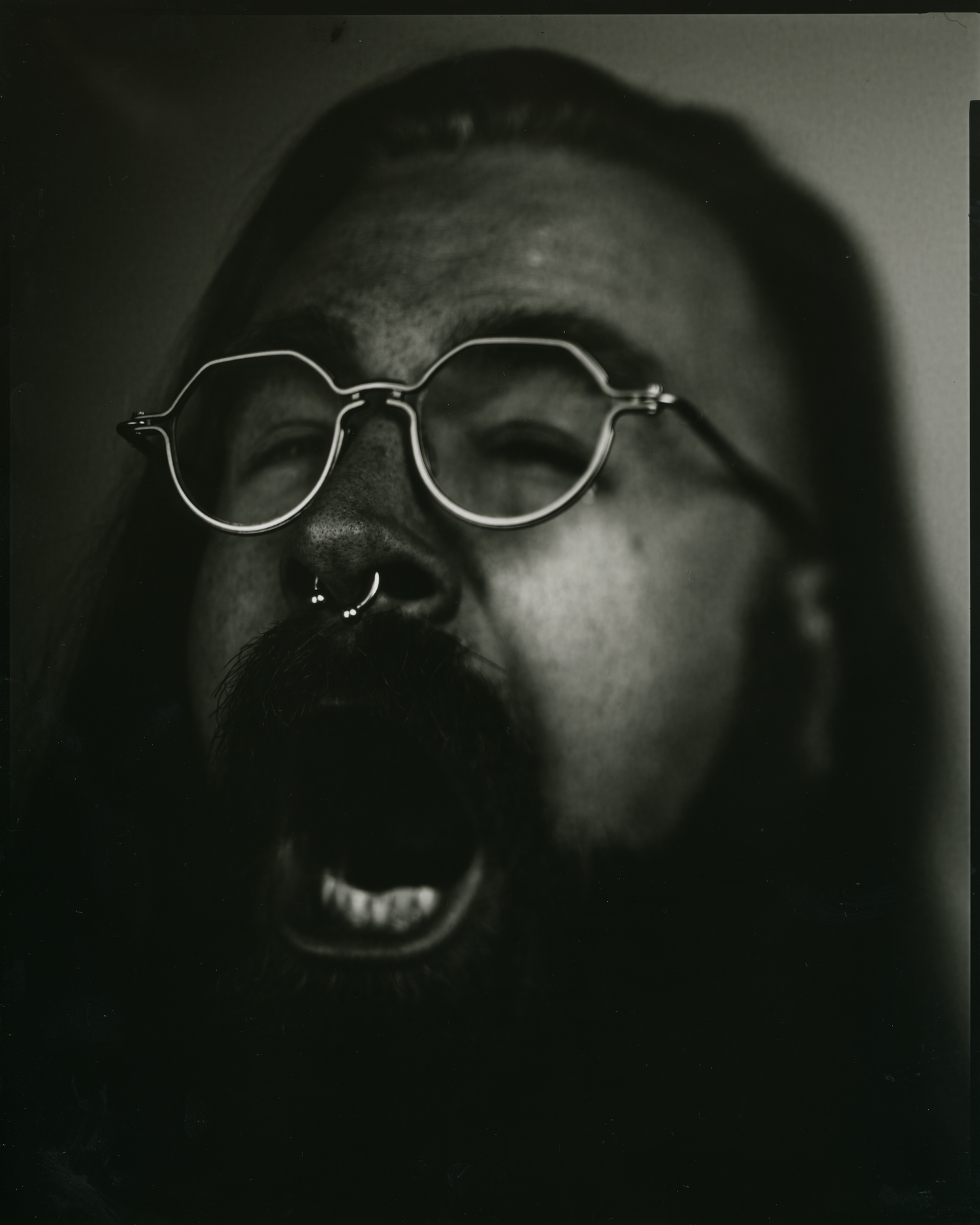 Black and white positive reversal portrait. Flying Camera Studio, Seattle, Washington