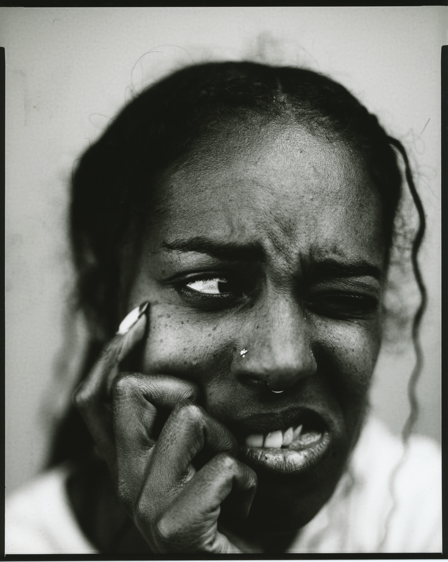 Black and white positive reversal portrait. Flying Camera Studio, Seattle, Washington