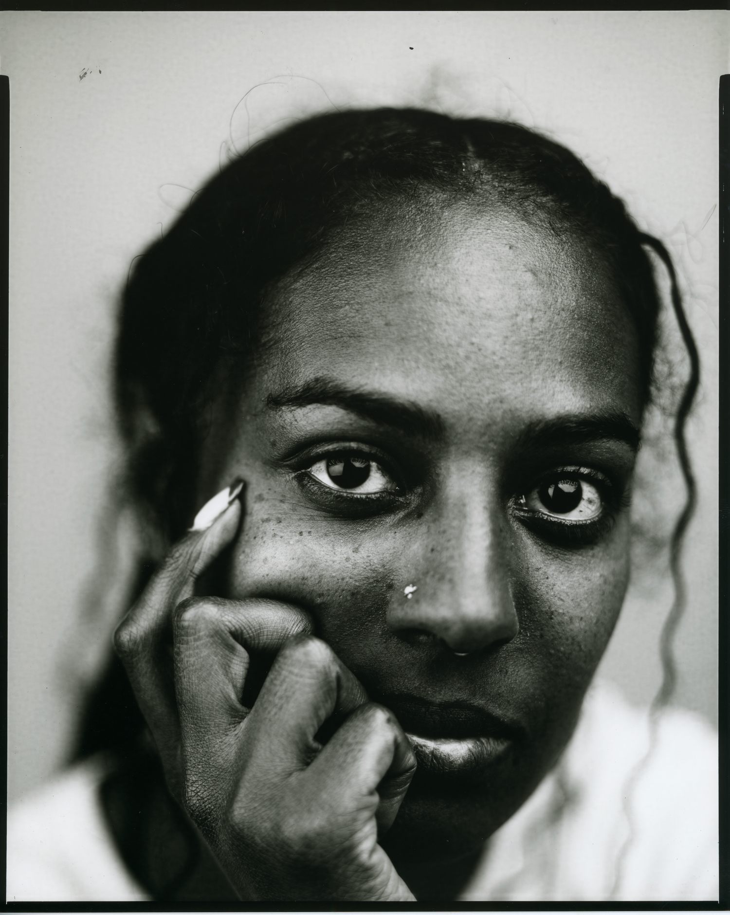 Black and white positive reversal portrait. Flying Camera Studio, Seattle, Washington