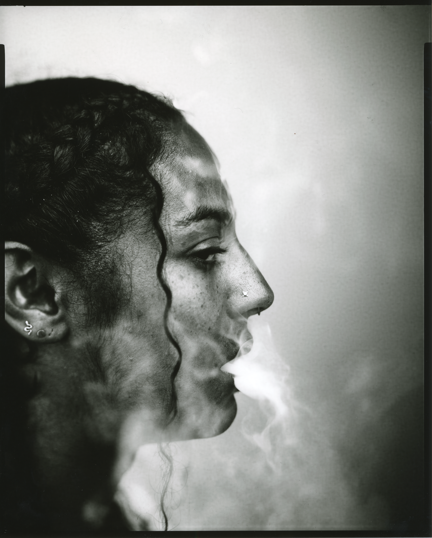 Black and white positive reversal portrait. Flying Camera Studio, Seattle, Washington