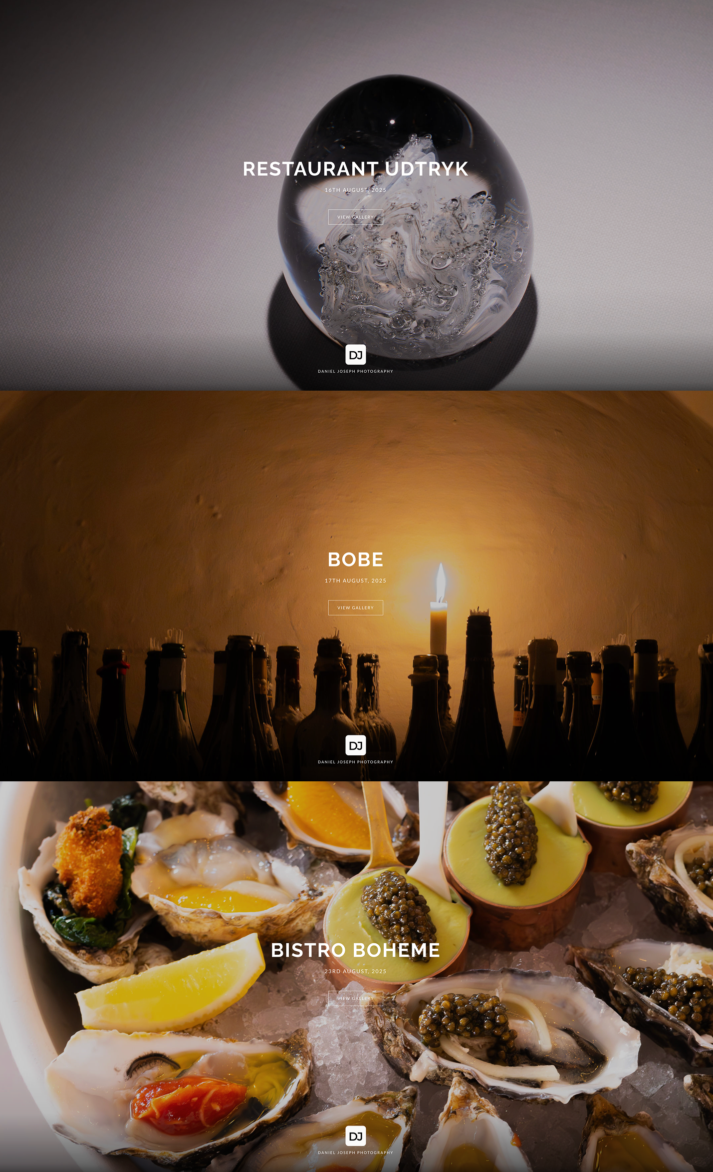 Website preview grid showing Koan's geometric design, Restaurang Ang's wildflowers, and Arisholm's crafting space.