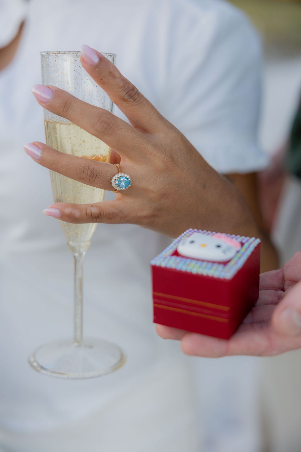 ring shot after engagement at Hollywood North beach park