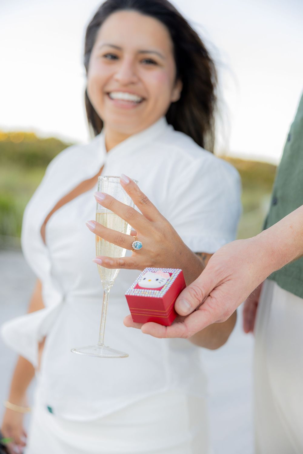 ring shot after engagement at Hollywood North beach park