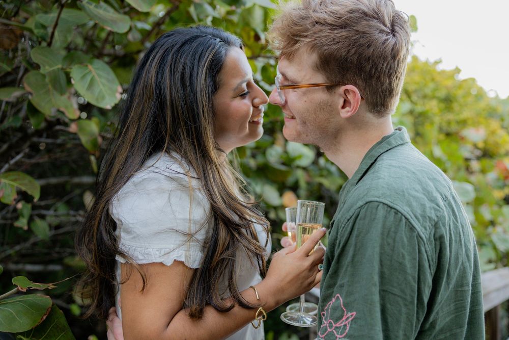 couple close cropped during engagement shoot at Hollywood North beach park