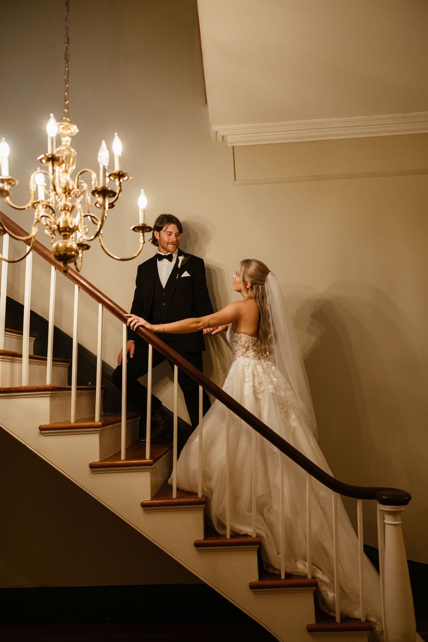 Bride and groom portraits in a historic mansion at The Elms of Coosada in Coosada, Alabama
