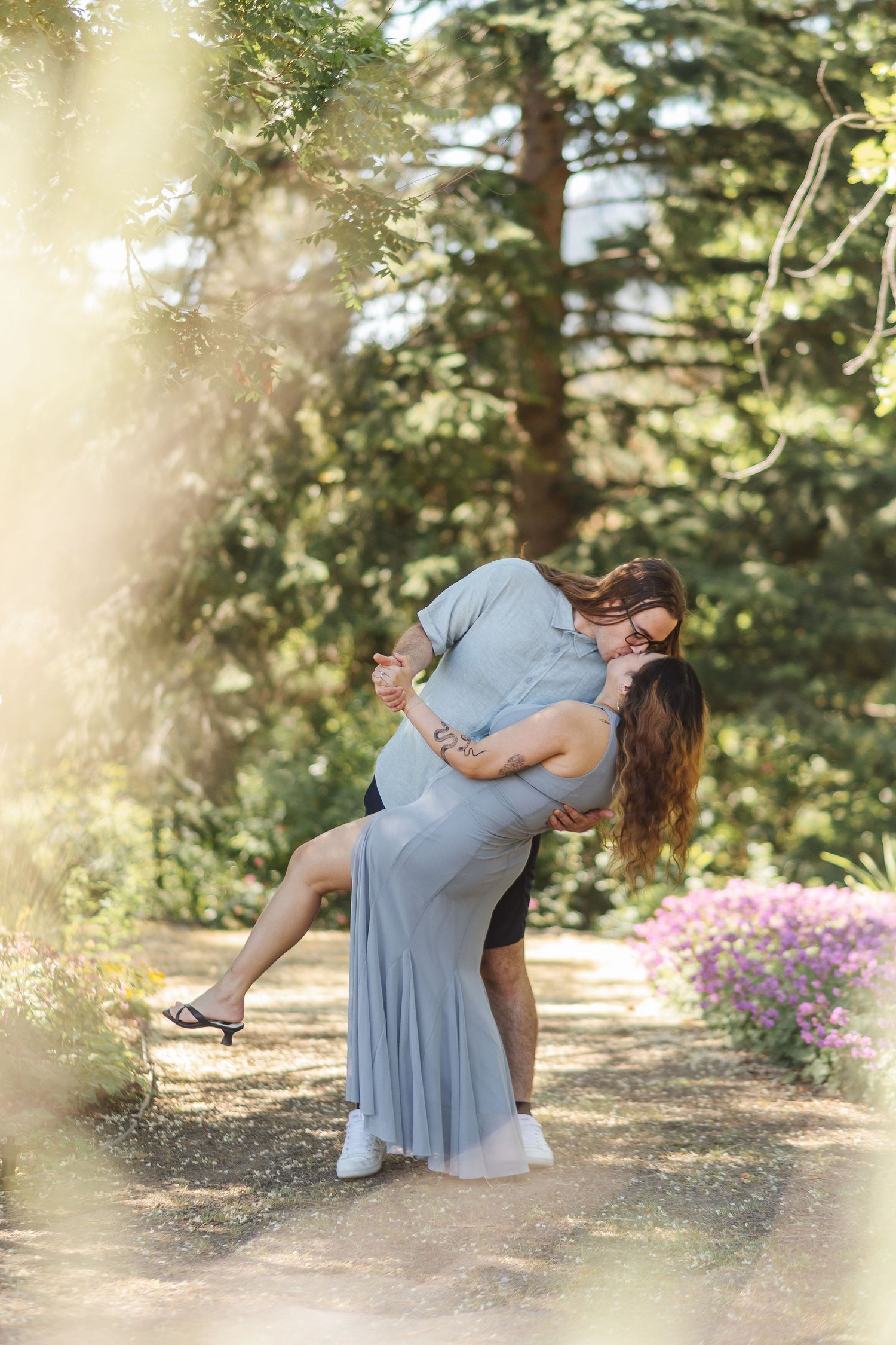 Engagement photos taken at a dreamy setting in Summerland, BC at the ornamental gardens