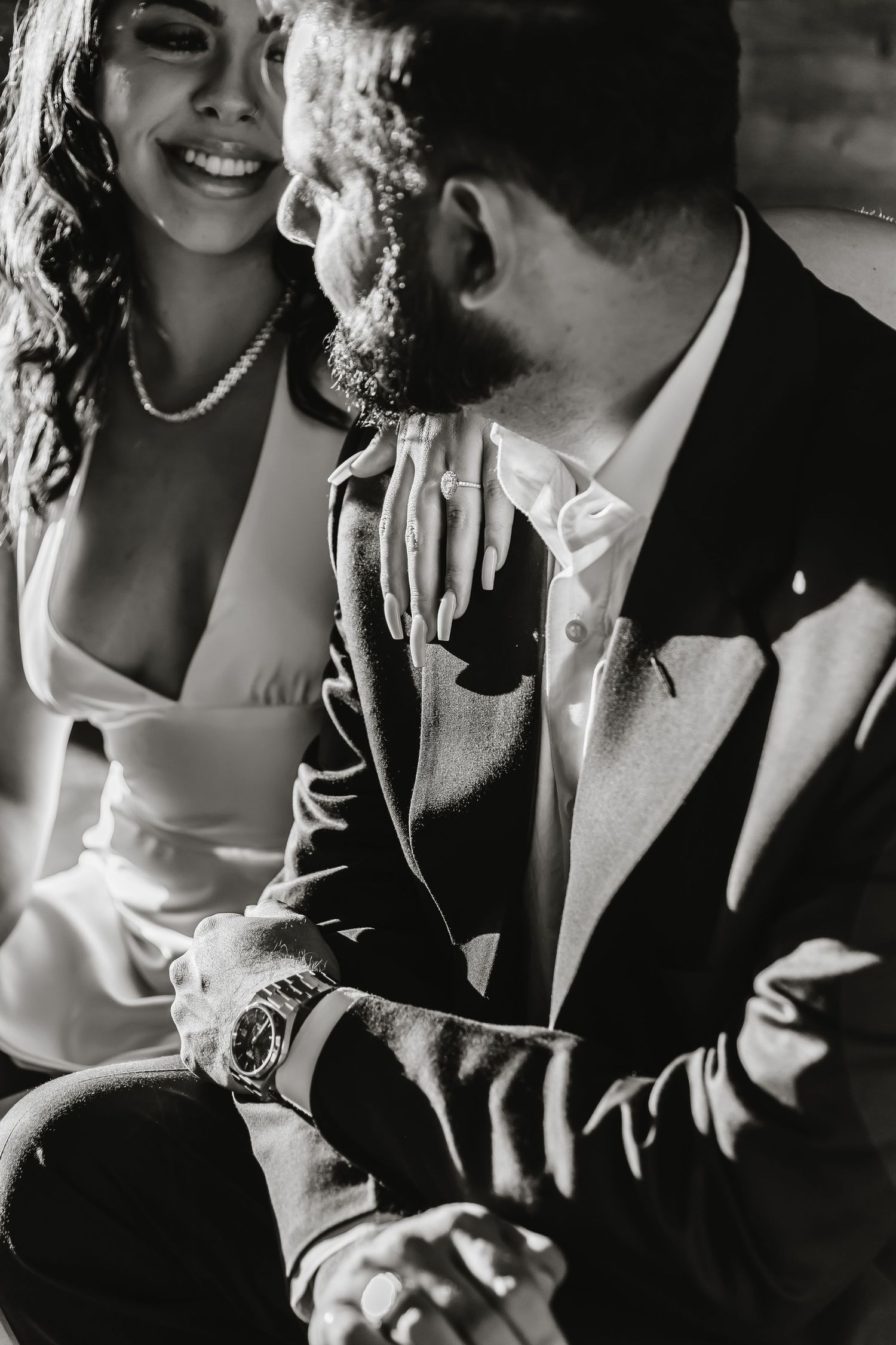 A romantic black and white photoshoot for Engagment photos in Kelowna bc after a surprise proposal was taken by a Kelowna photographer