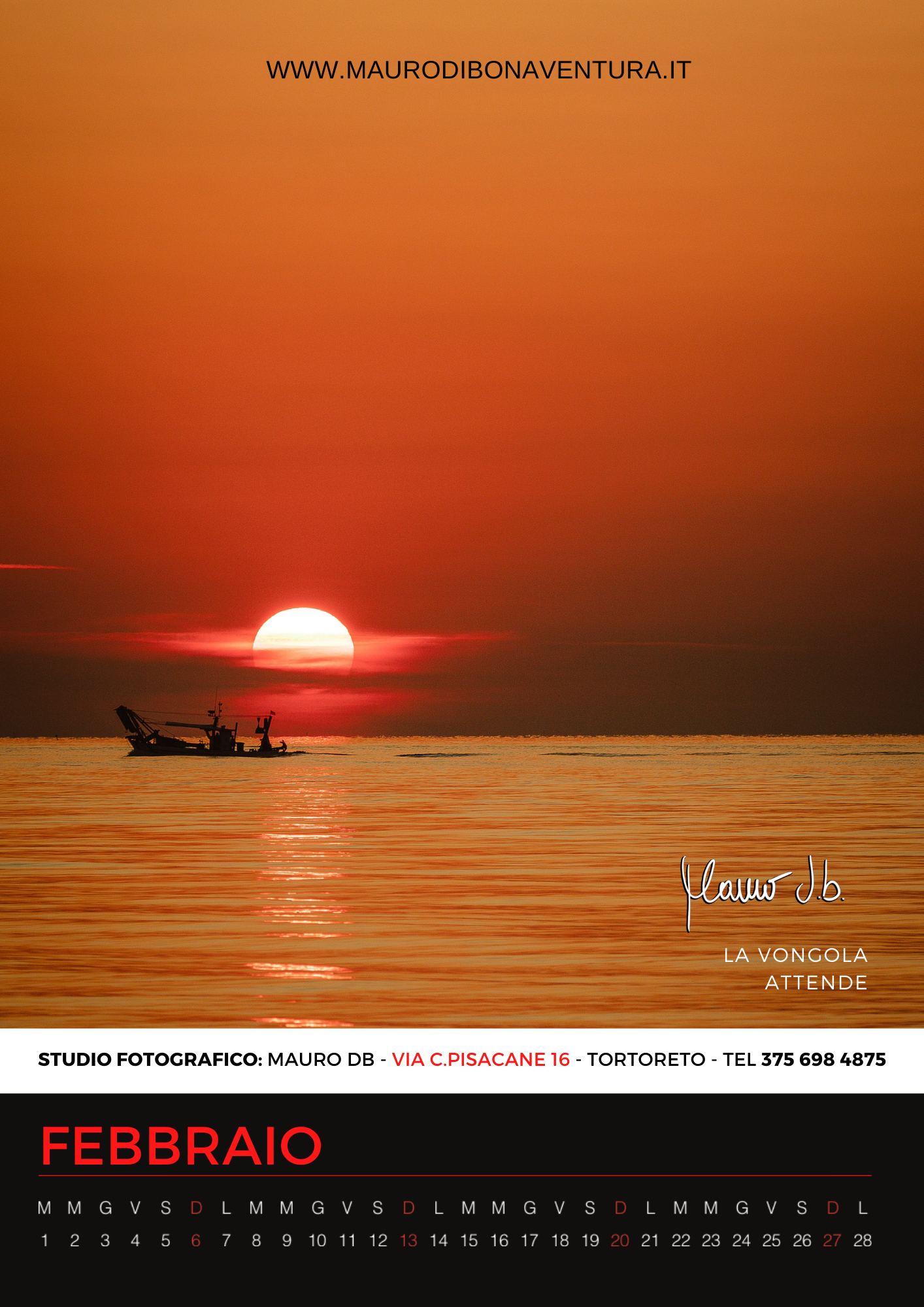 Silhouette of small boat against dramatic orange sunset over calm ocean waters.