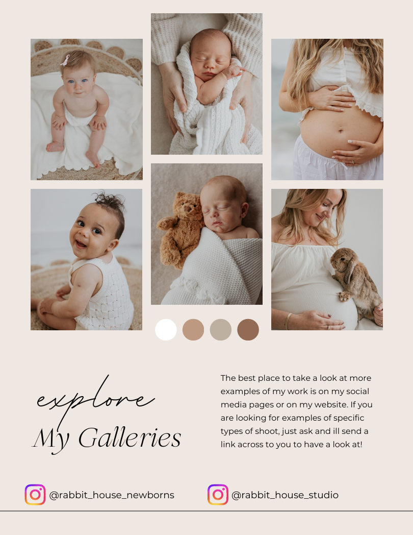 A newborn photography gallery collage with maternity, newborn, and baby portraits in soft neutral tones by Cornwall New Born Photographer.