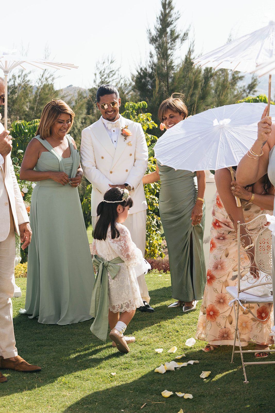 Flower girl in a wedding ceremony