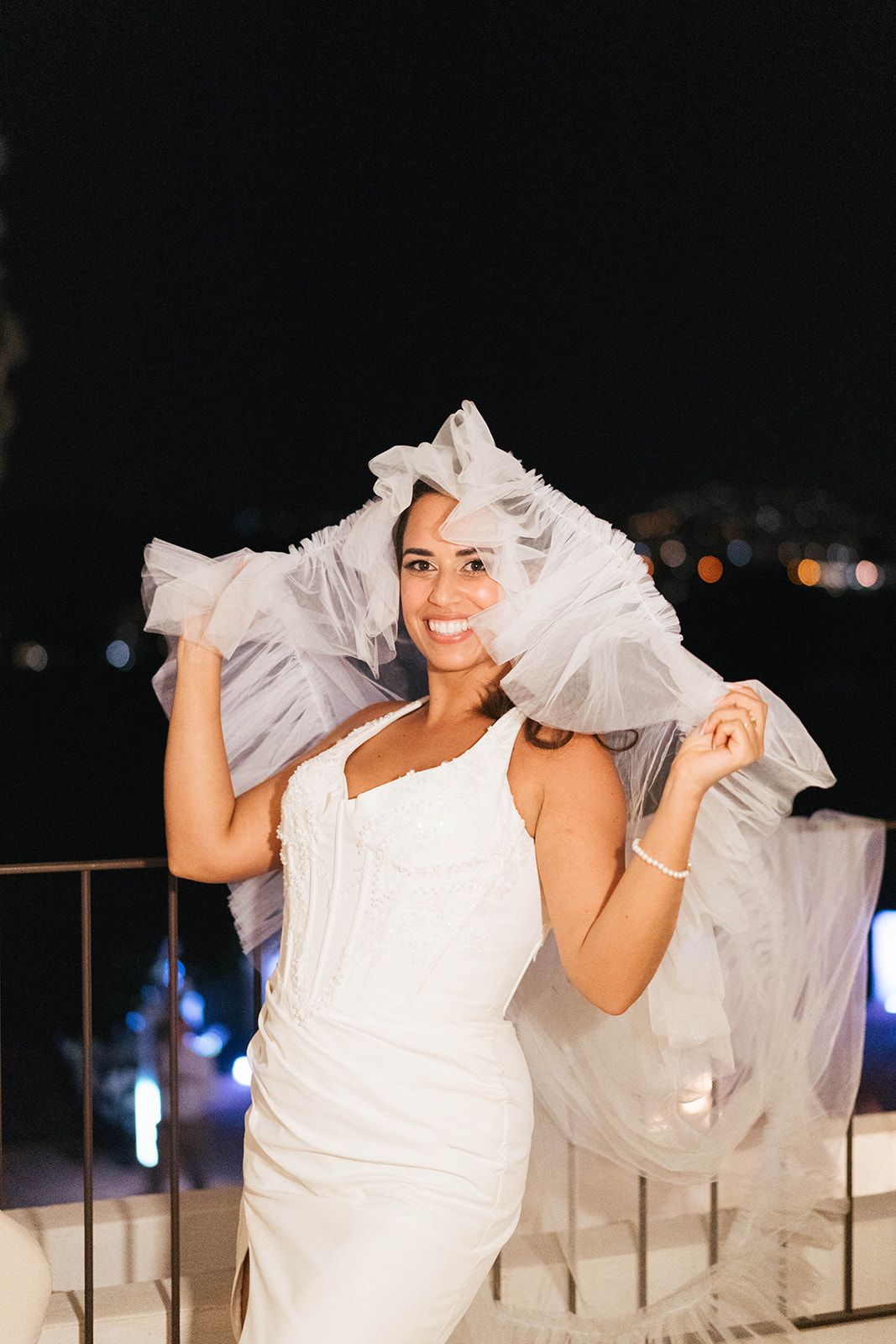 Bride with a fun veil