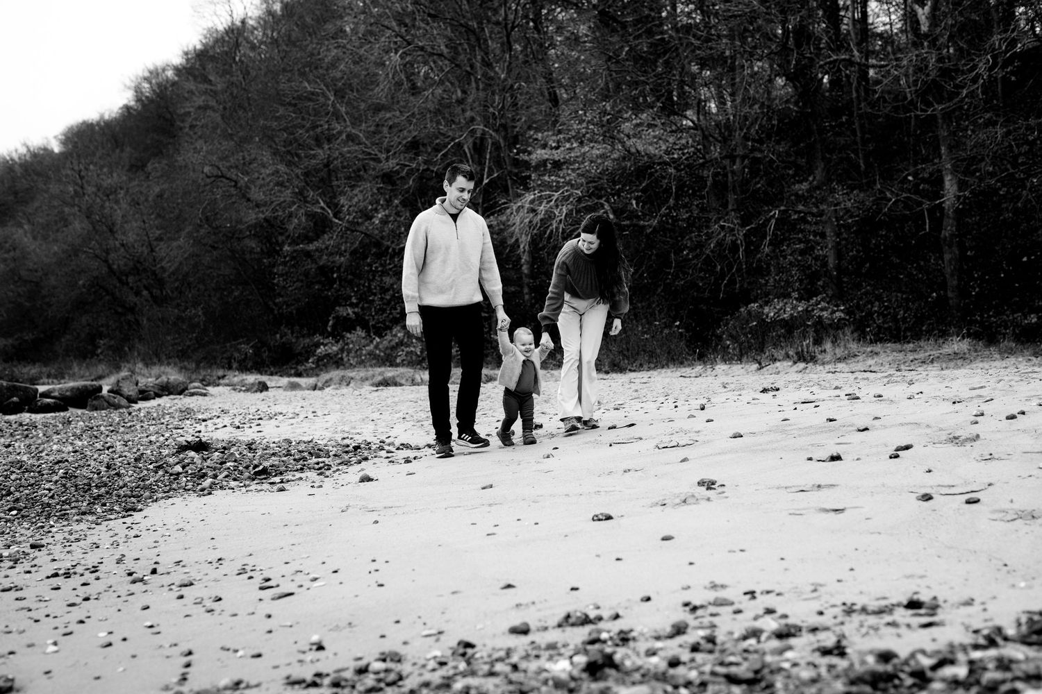 Familiefotografering på stranden i Århus.