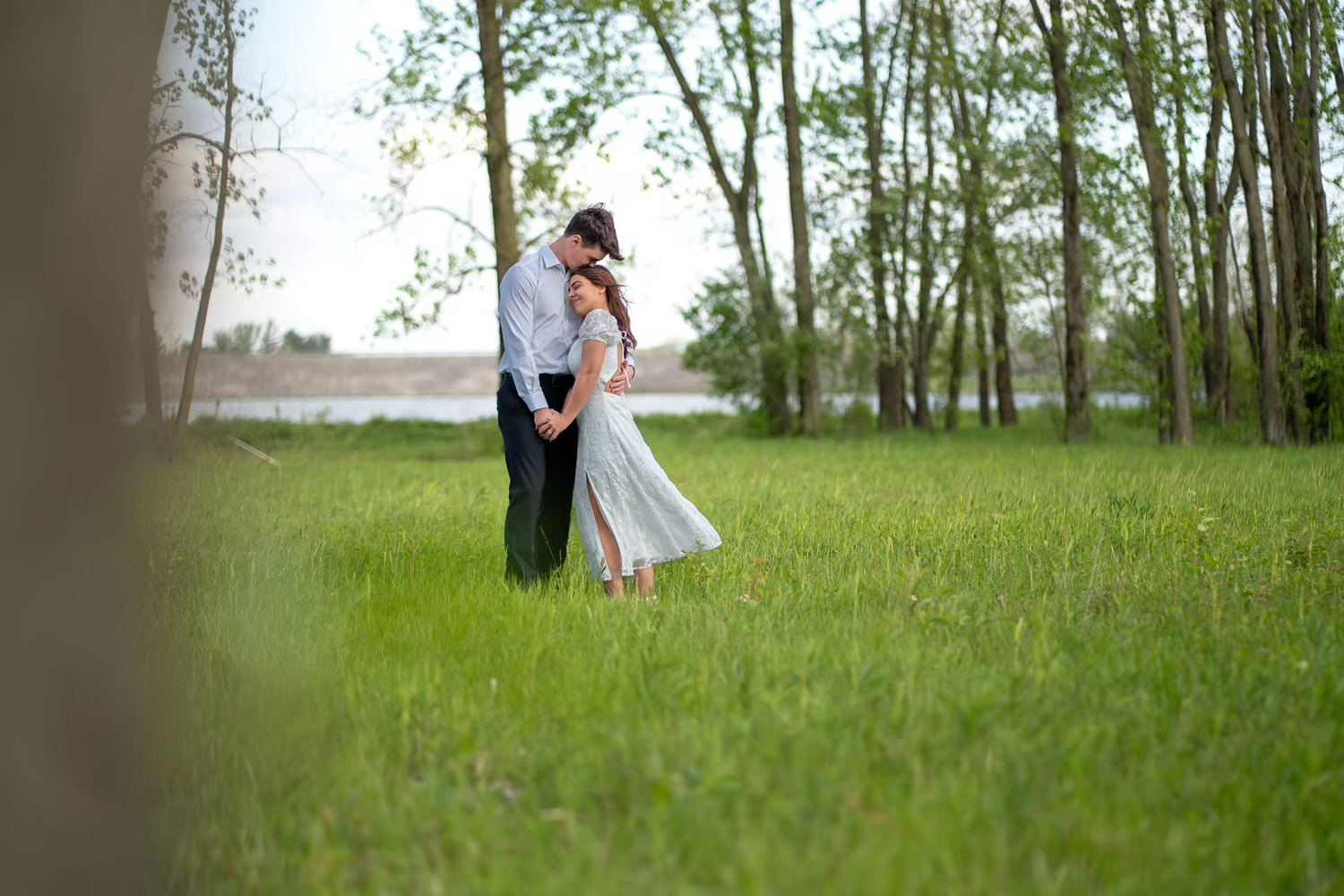 romantic Alum Creek Beach Engagement Photo
