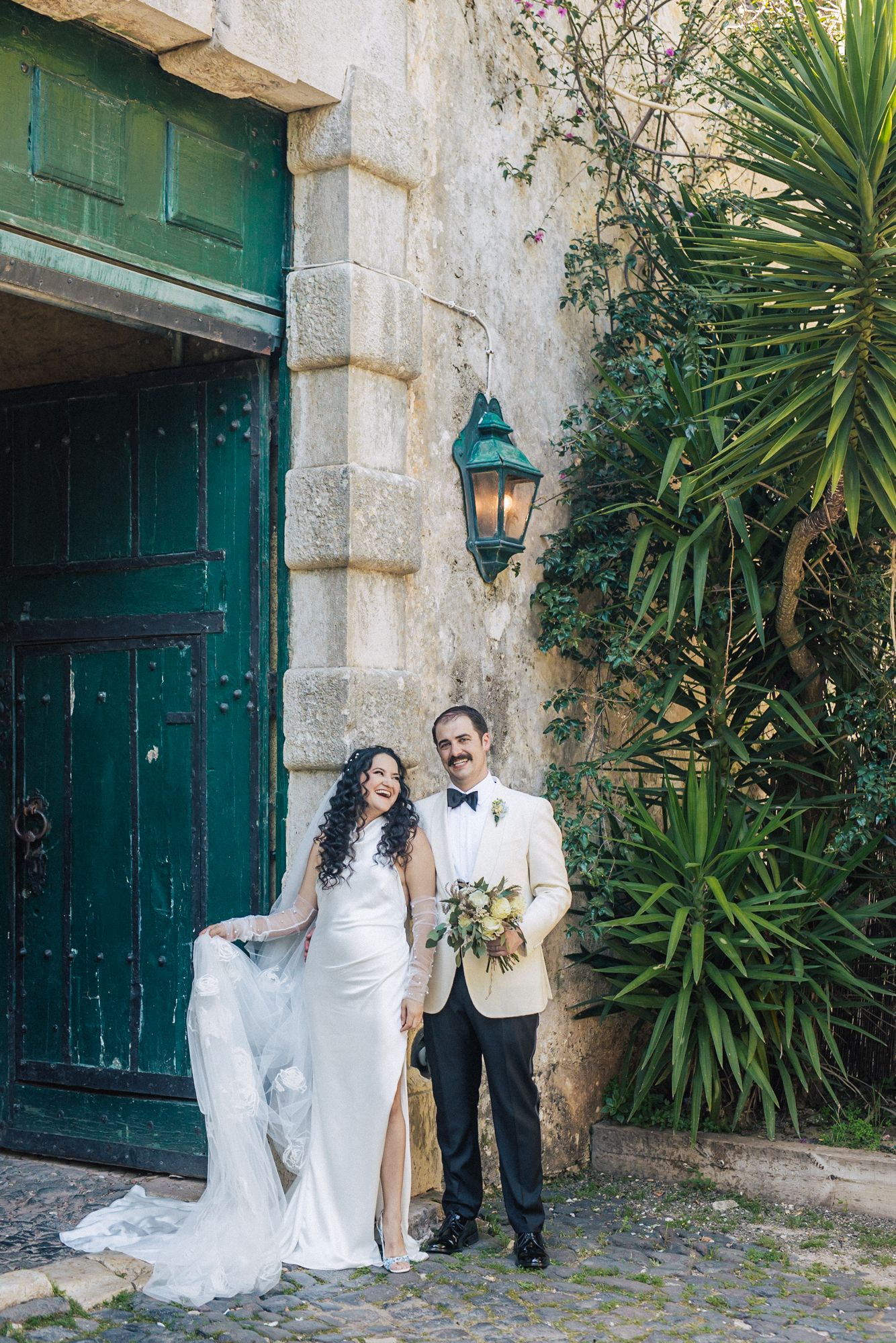 Bride & groom at quinta do Torneiro, Lisboa. A timeless moment captured by a Portugal destination wedding photographer.