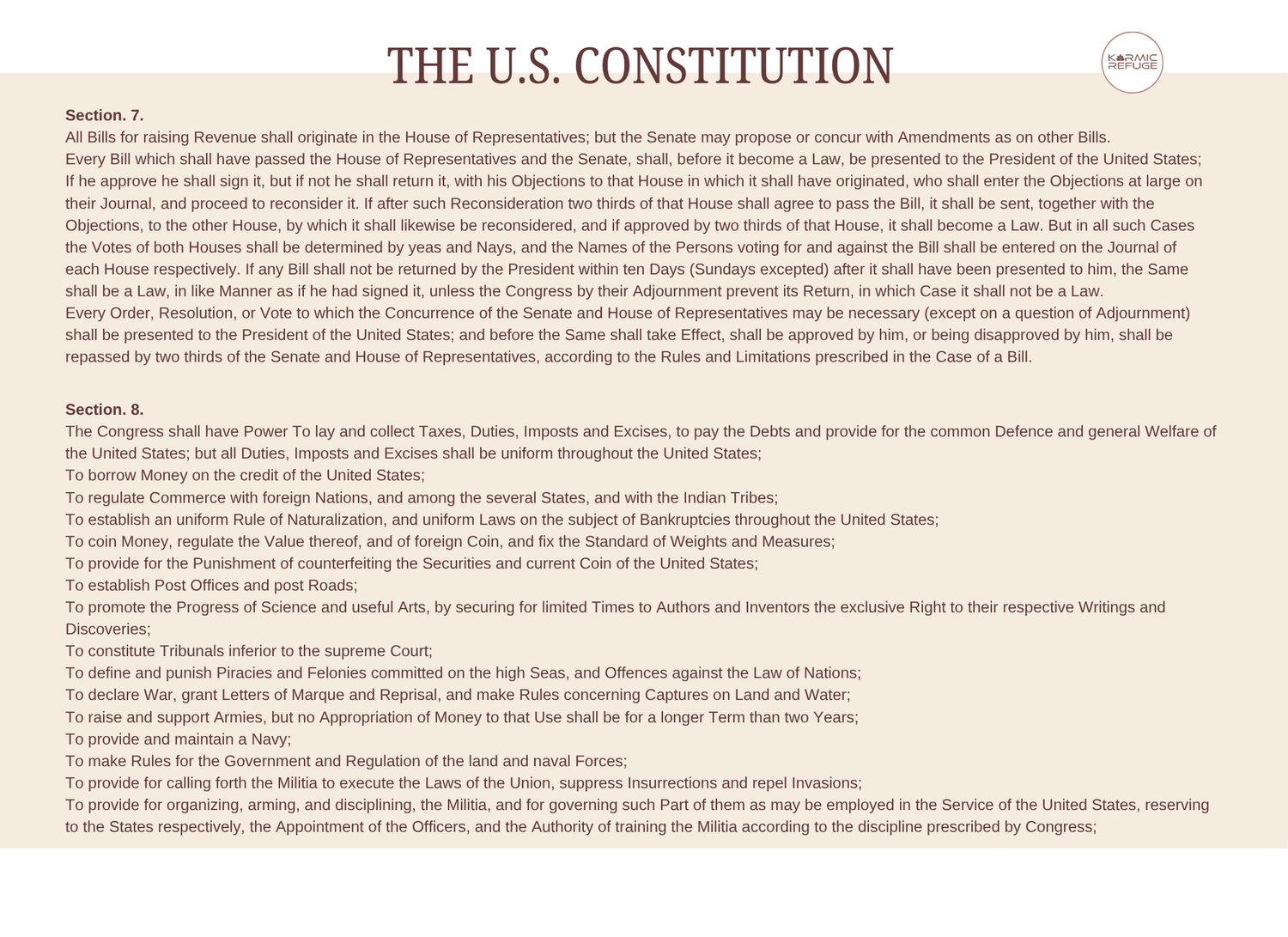 A page from the United States Constitution showing printed text sections of Article II with visible line spacing and margins.