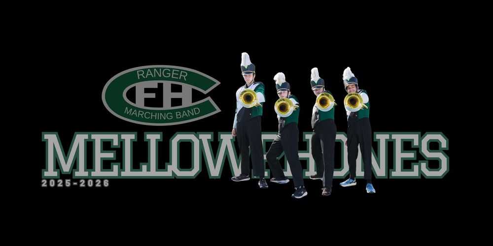 Forest Hills Central Ranger Marching Band Mellowphones section portrait in uniform for 2025-2026 season.