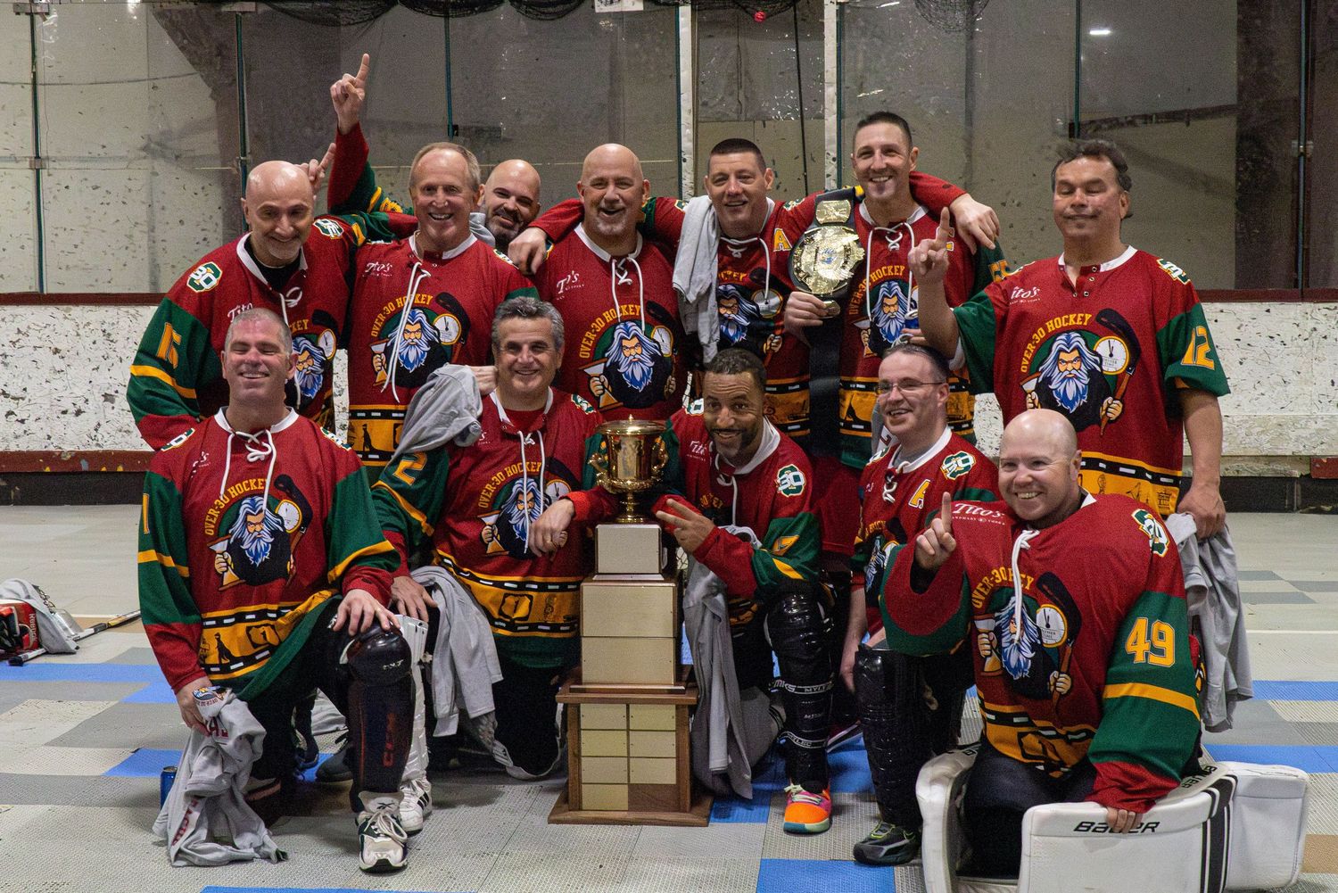 Saugus Massachusetts Hockey Towns Over 30 League Championship Game Team Photo captured by Elizabeth Goodwin