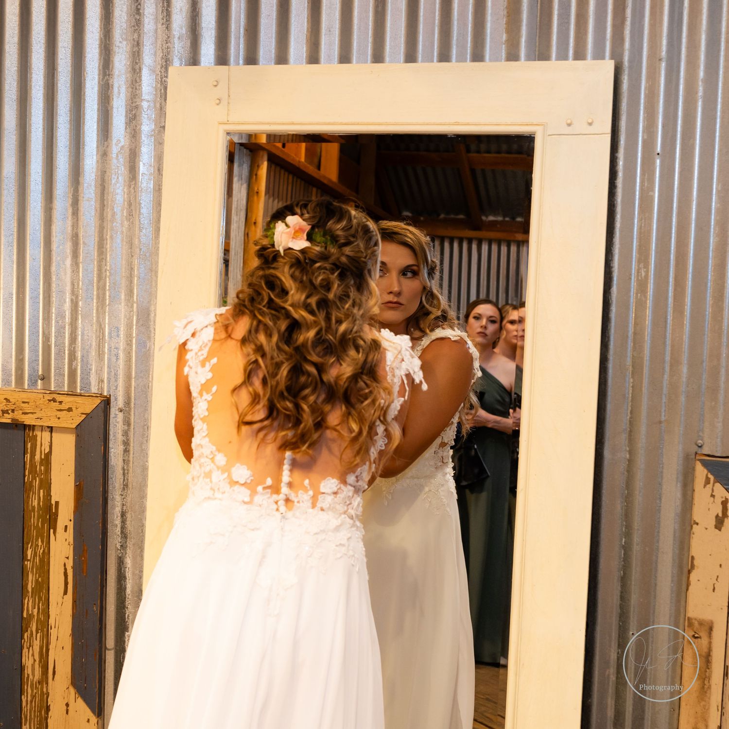 Wedding photo of bride getting ready prior to ceremony