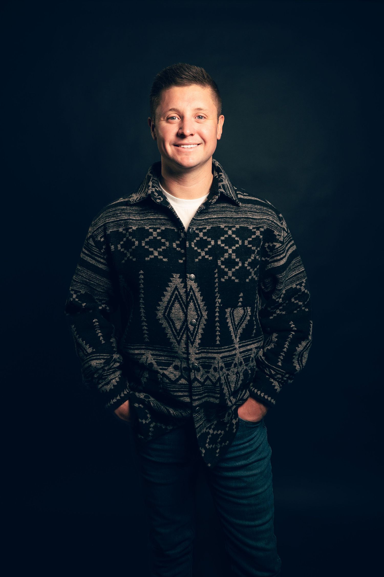Luxury Headshot photographer in Salt Lake City Utah creating confidence-driven luxury portraits. Male Portrait in studio by Carl James