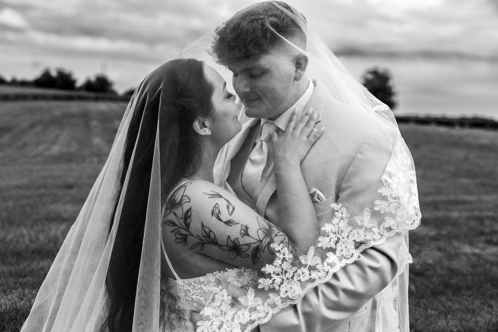 Romantic couples portrait of newlyweds at a Northeast Indiana wedding venue
