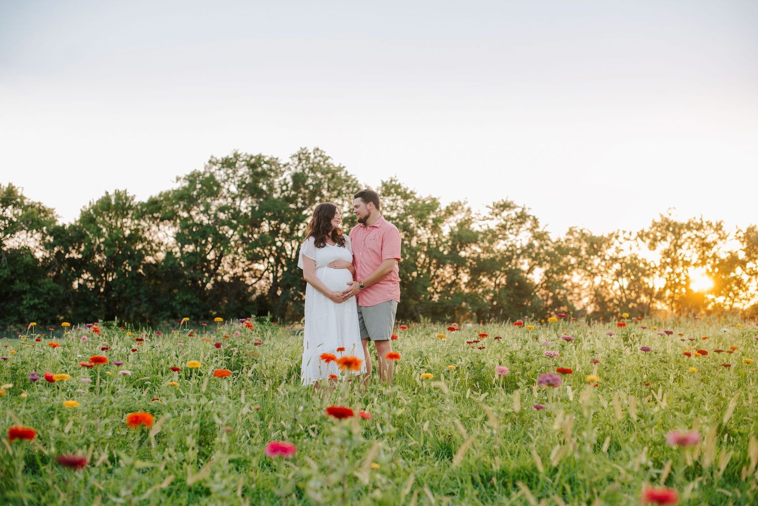 Flower field maternity session in Wichita Kansas by Jessica Nadine Photography