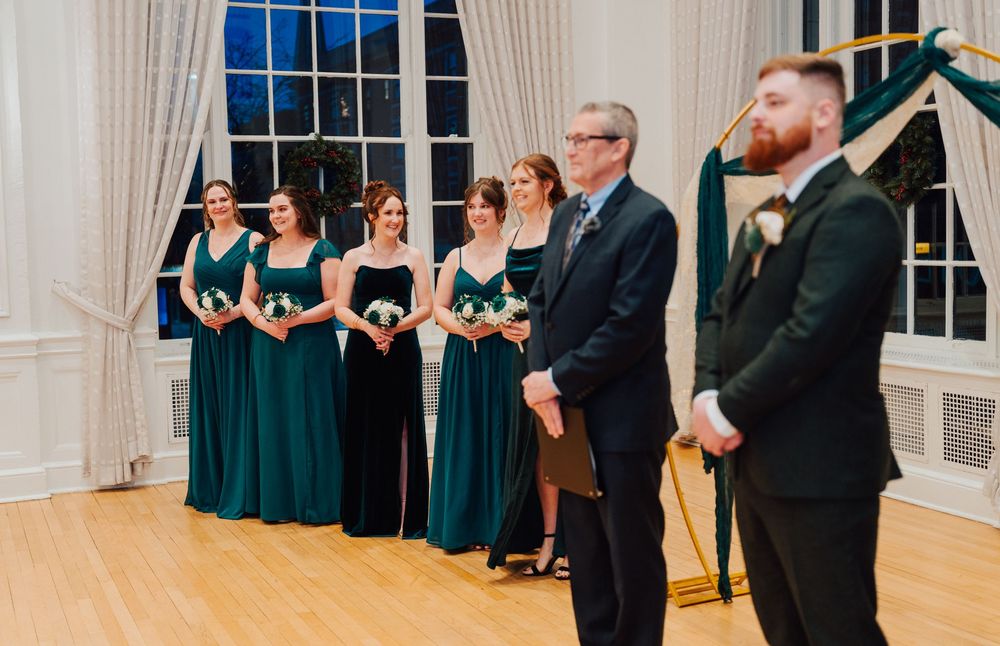 Yorktowne Hotel wedding in York, PA– wedding ceremony in east ballroom – elegant winter wedding
