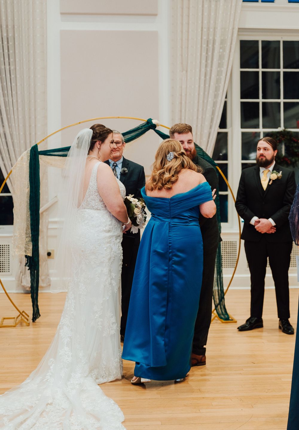 Yorktowne Hotel wedding in York, PA – wedding ceremony in ballroom – elegant winter wedding