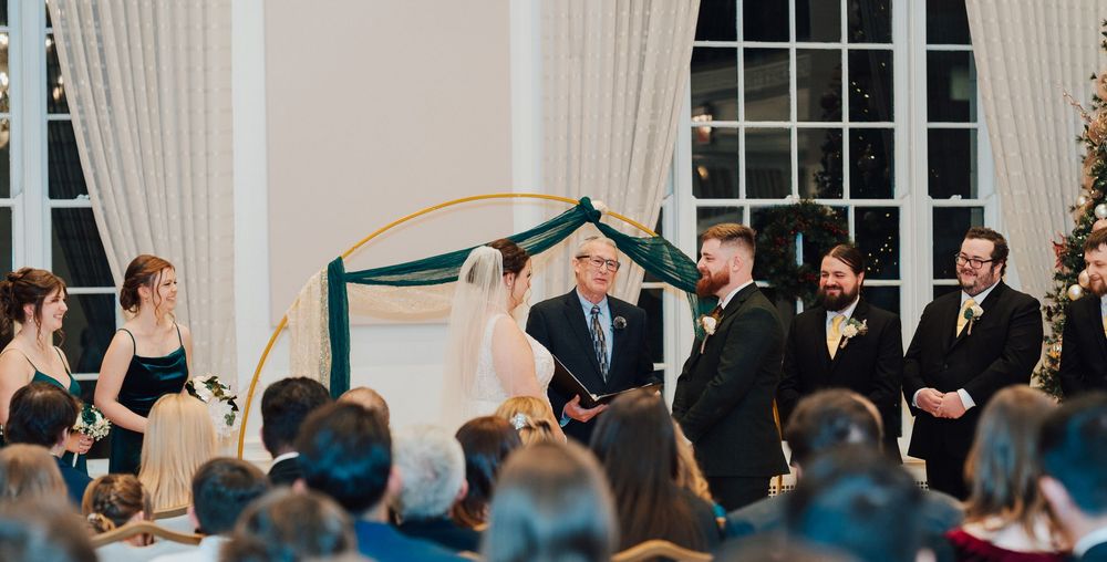 Yorktowne Hotel wedding in York, PA – wedding ceremony in ballroom – elegant winter wedding