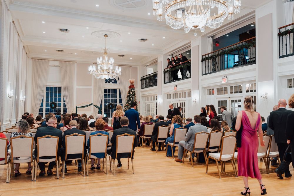 Yorktowne Hotel wedding in York, PA– wedding ceremony in east ballroom – elegant winter wedding