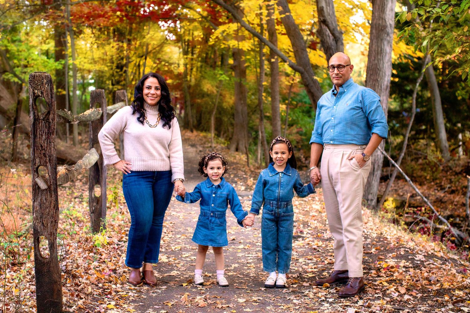 Bergen County Family Photographer captures family holding hands in Allendale, NJ