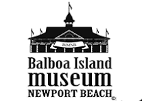 A row of vintage logos and signage for Balboa Island and Newport Beach attractions against a white background.