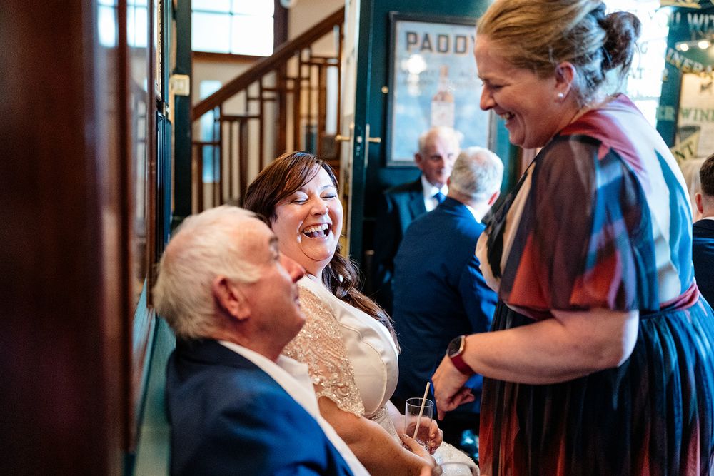A photo montage showing candid moments of celebration and laughter at a party or social gathering.