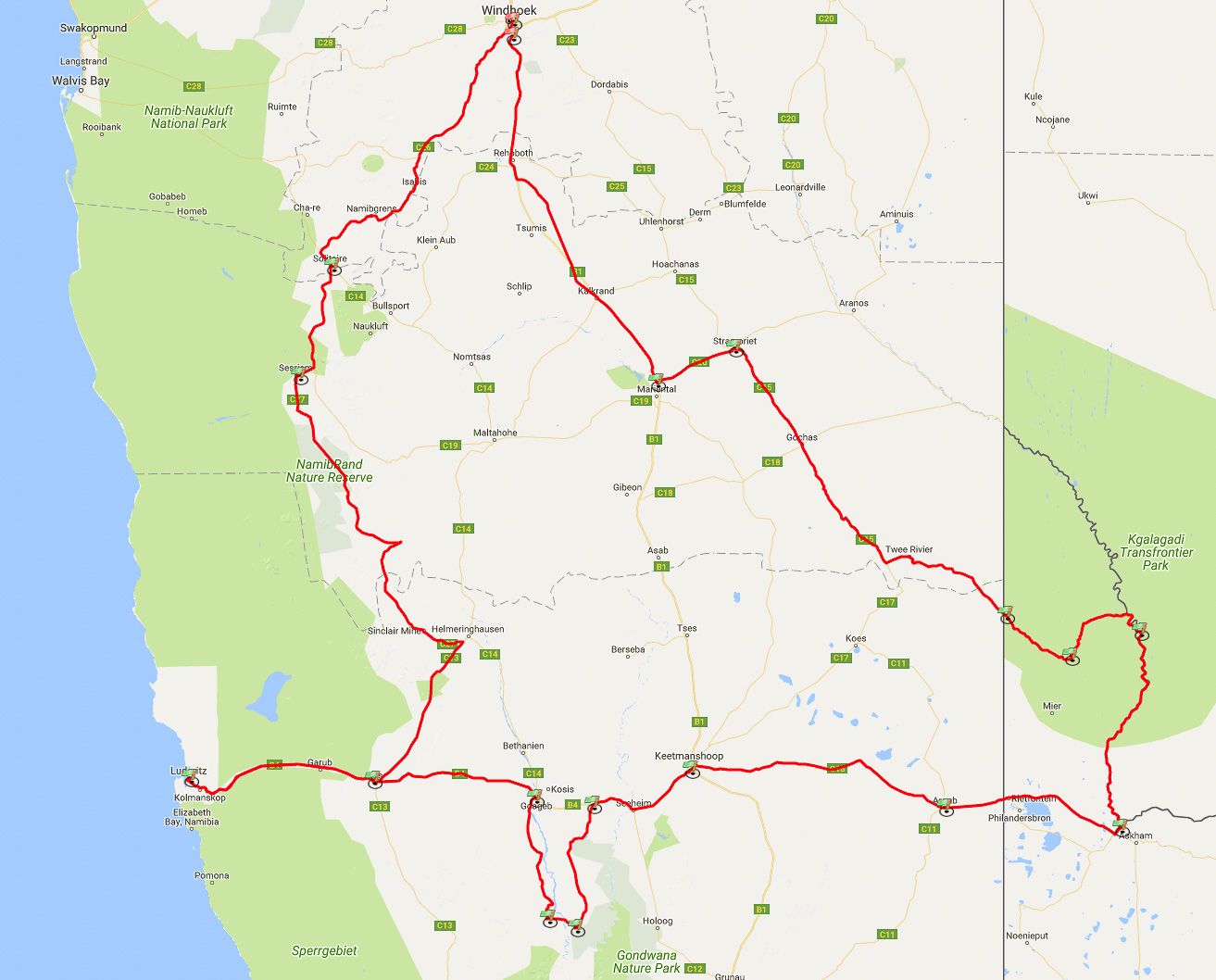 Road map showing highways and routes through Northern California with green terrain and coastal features visible.