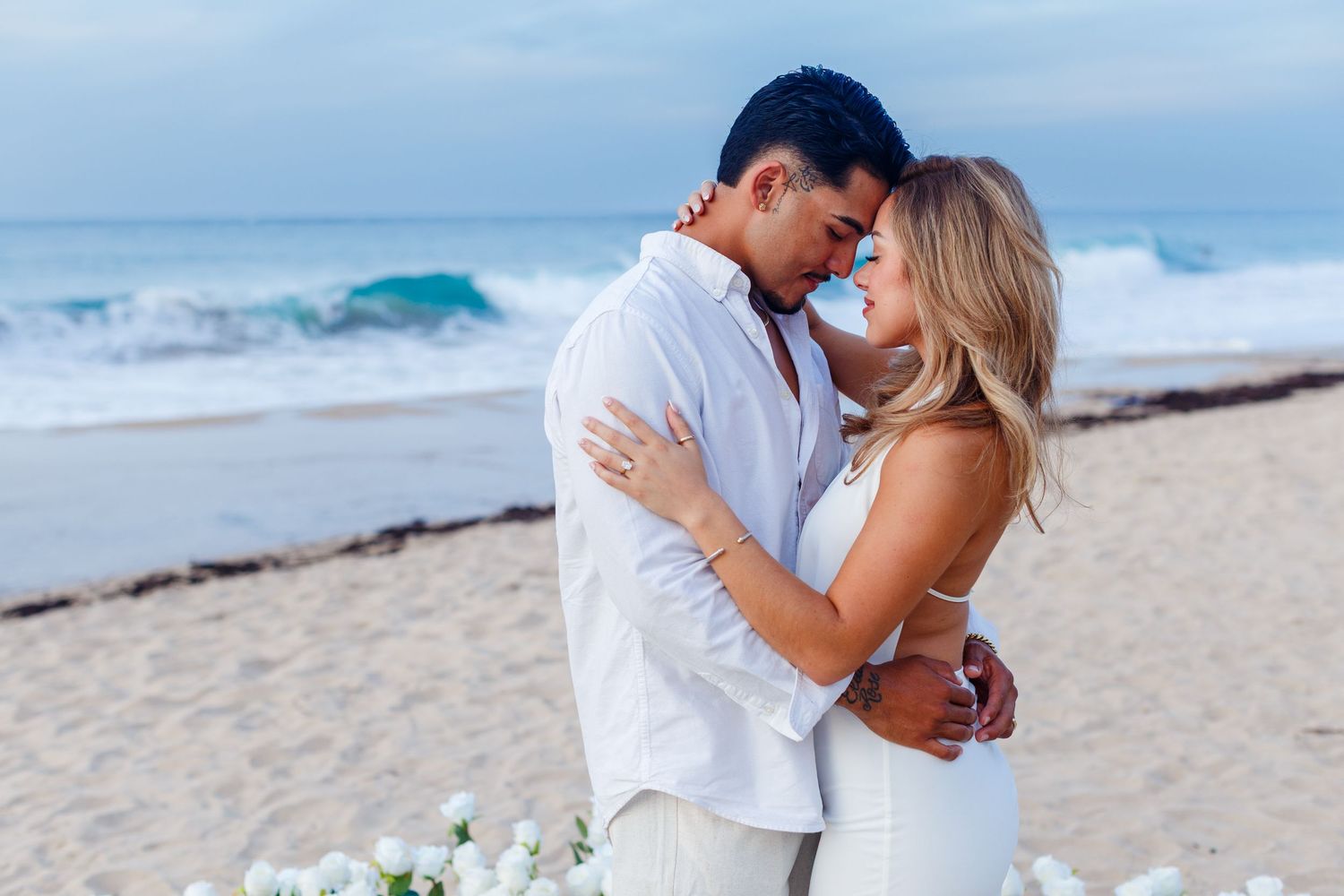 Couples portrait on the beach. Marriage proposal. San Juan, Puerto Rico.