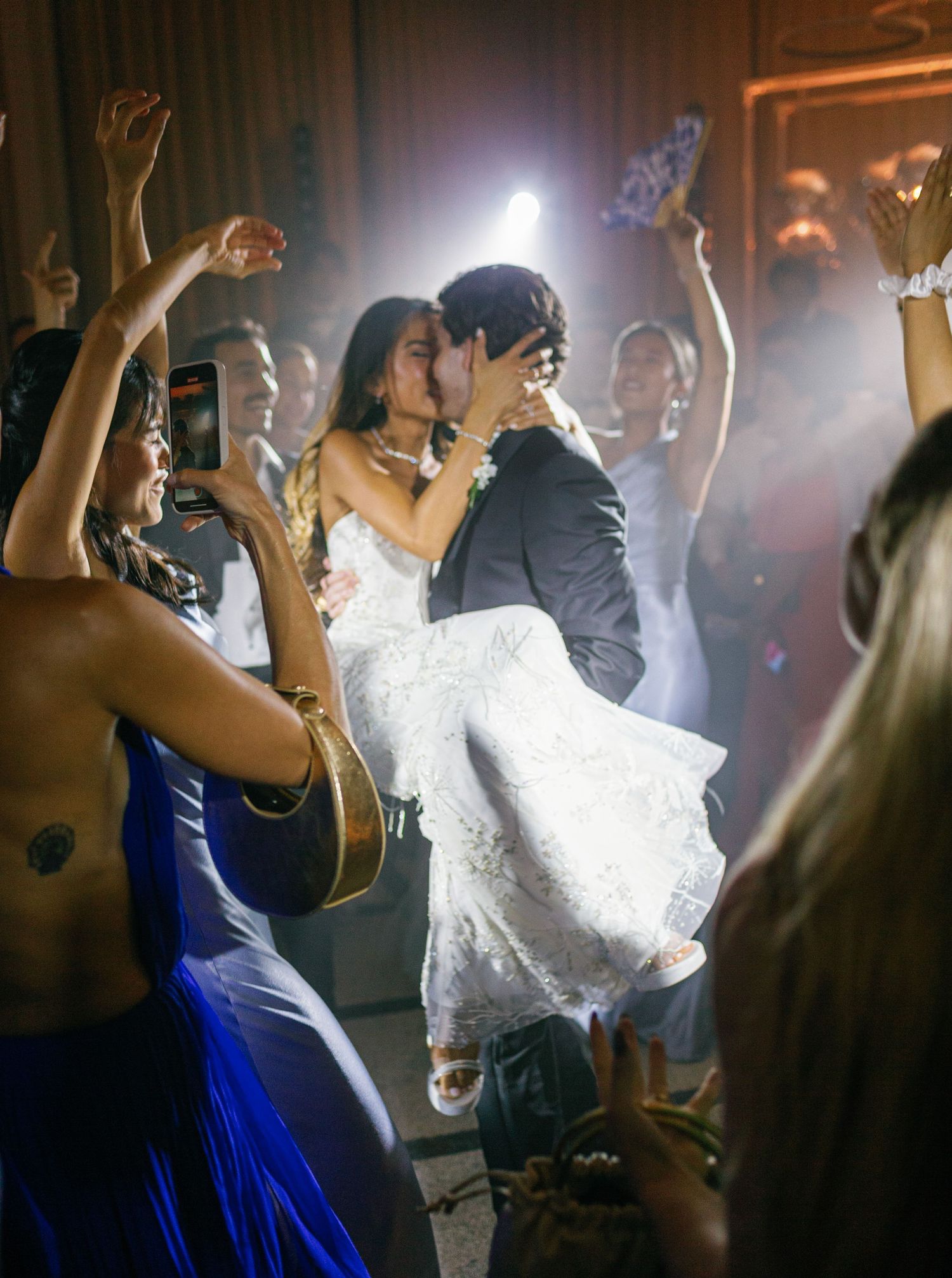 First wedding dance of newlyweds at Castel Bay, Hyères, French Riviera.