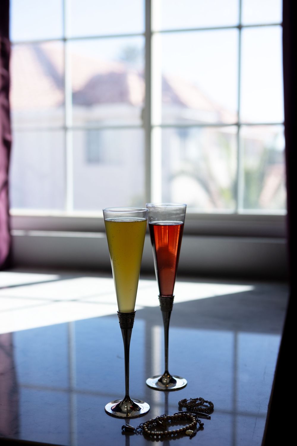champagne during getting ready photos las Vegas wedding
