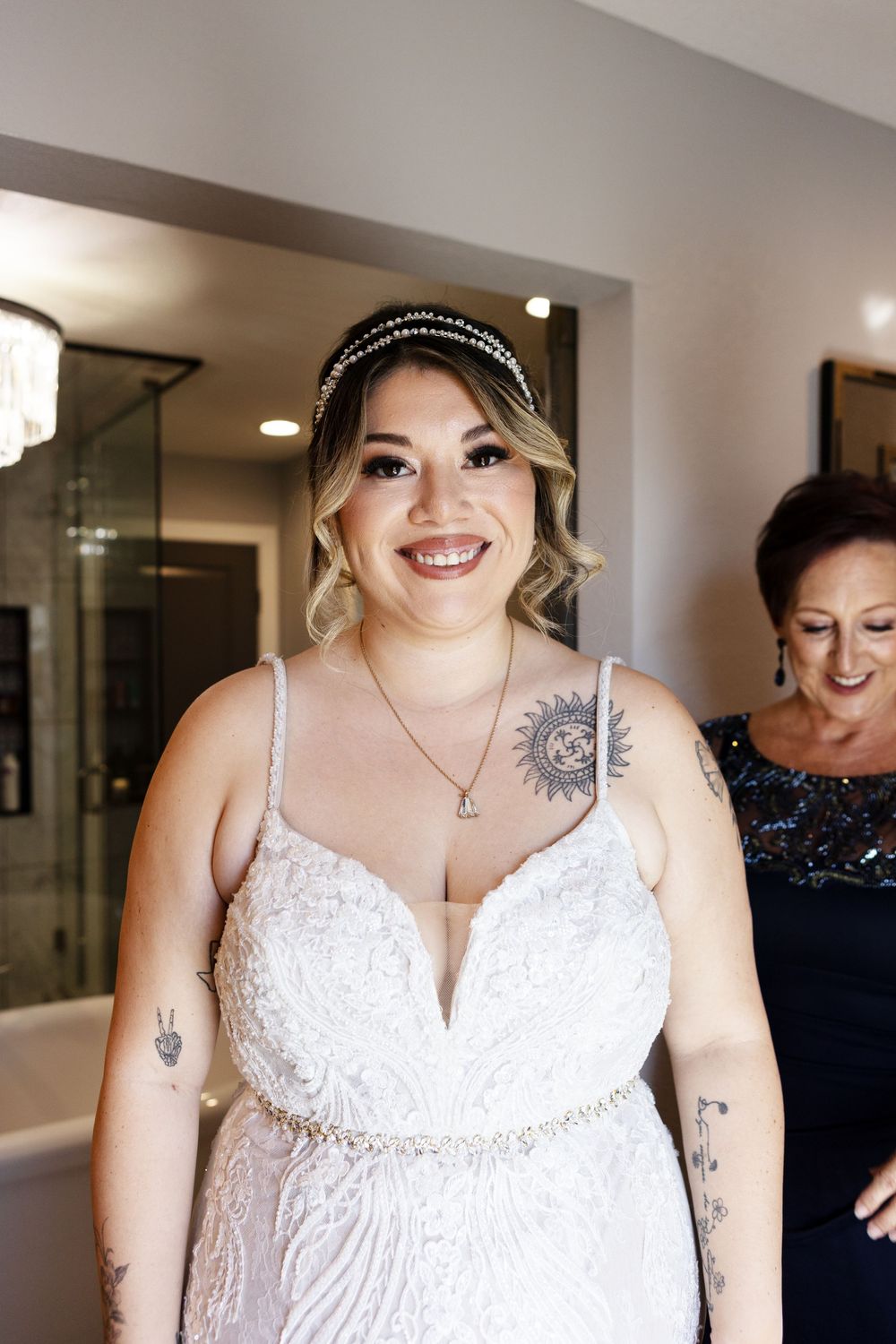 getting ready portrait of bride at Las Vegas Airbnb