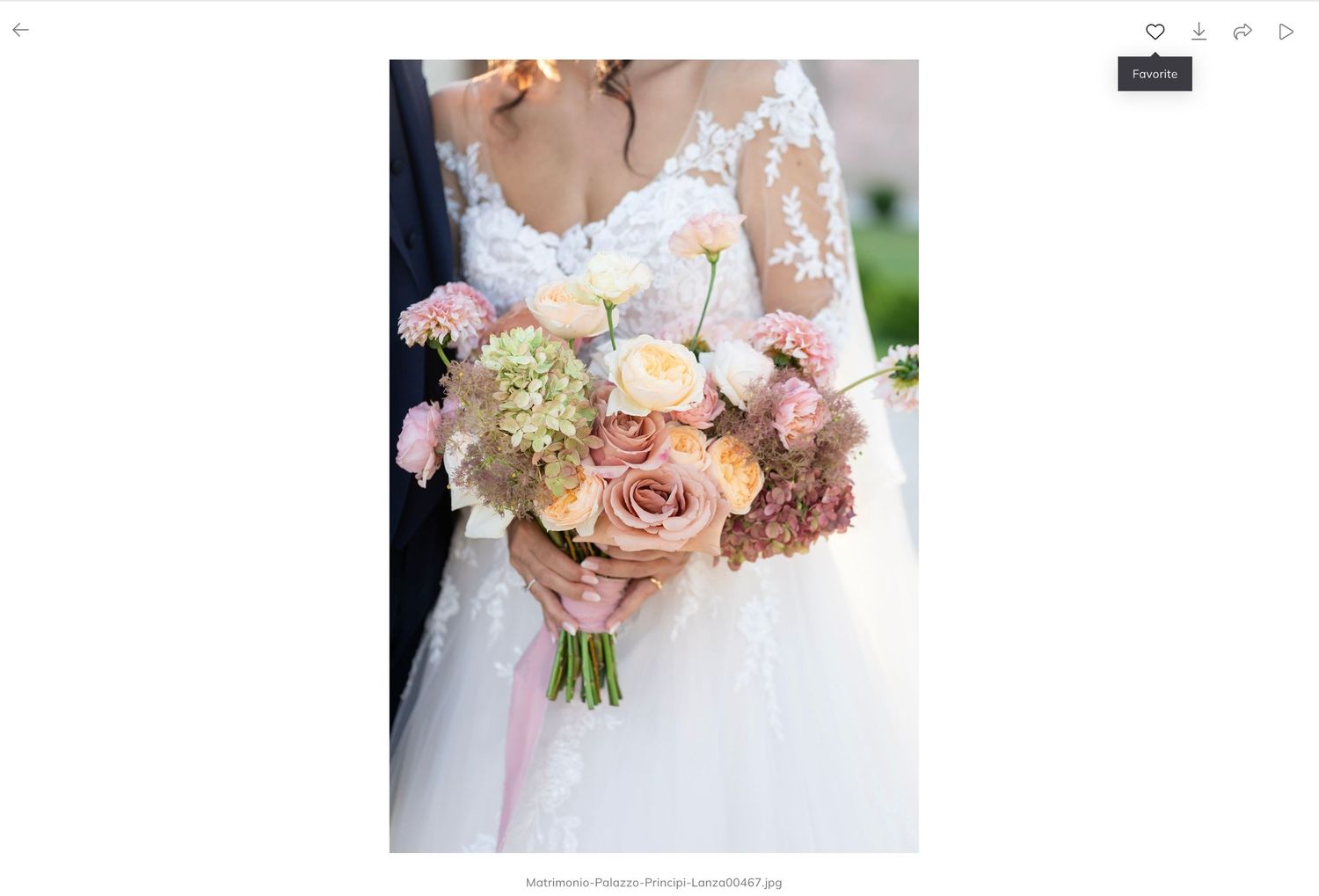 Five wedding bouquets featuring soft pink and white roses arranged in a collage format.