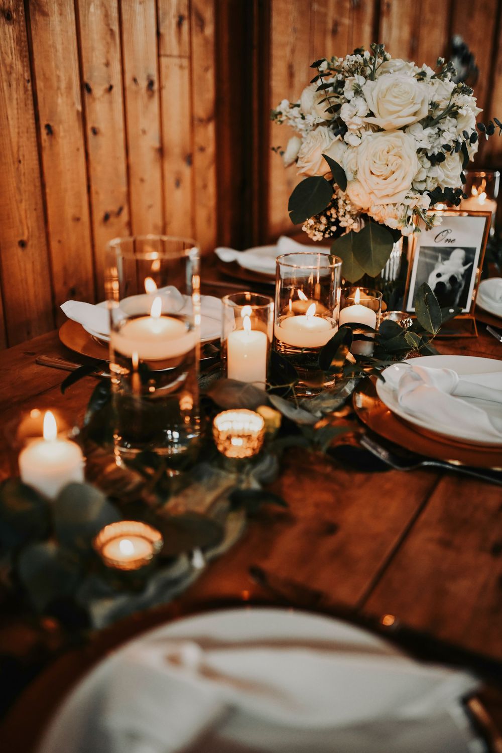 reception decor of sage and ivory details in denton texas