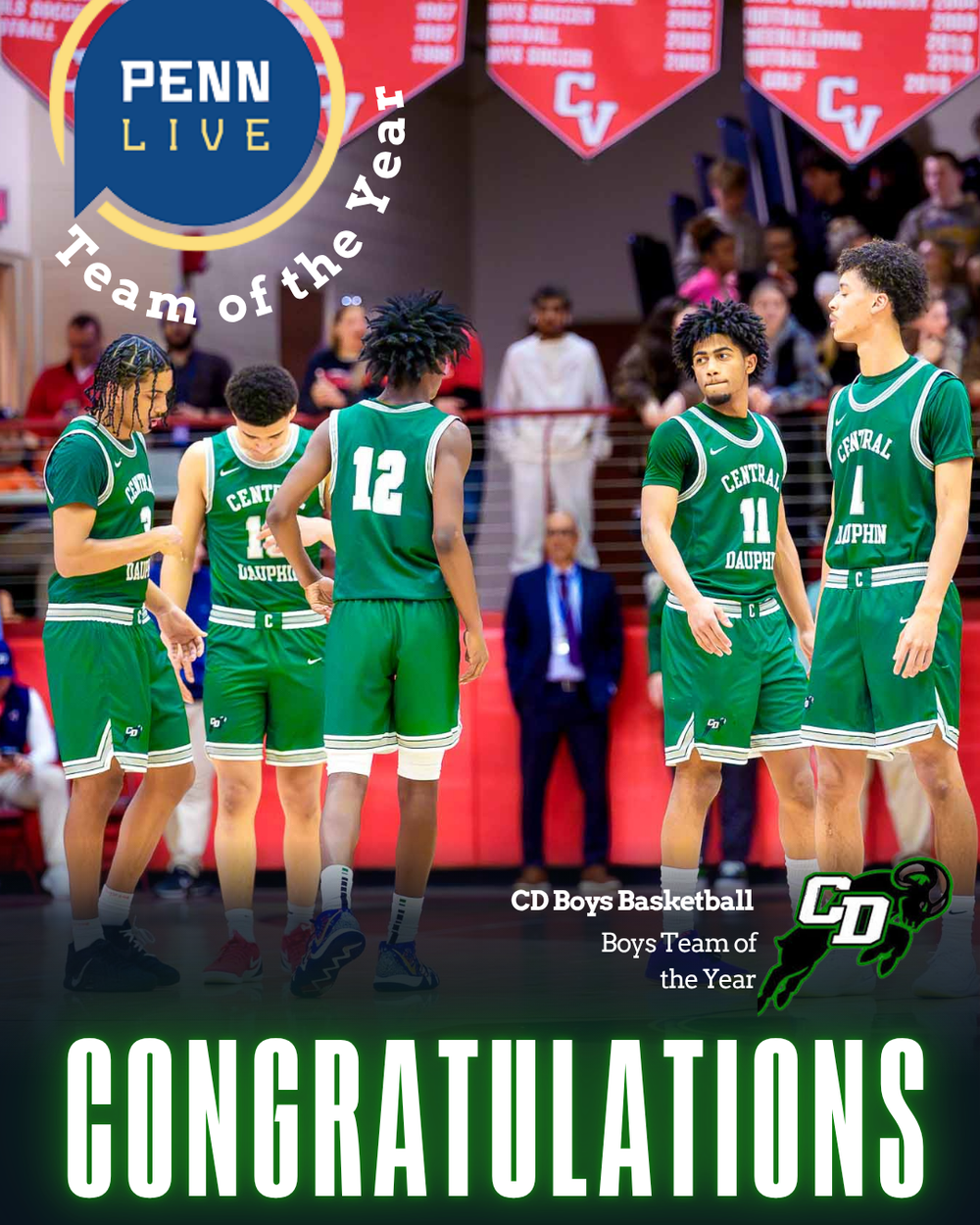 Central Dauphin Boys Basketball Team of the Year PennLive graphic, by Deanna Fox, SportsFox Photography based in Hershey PA