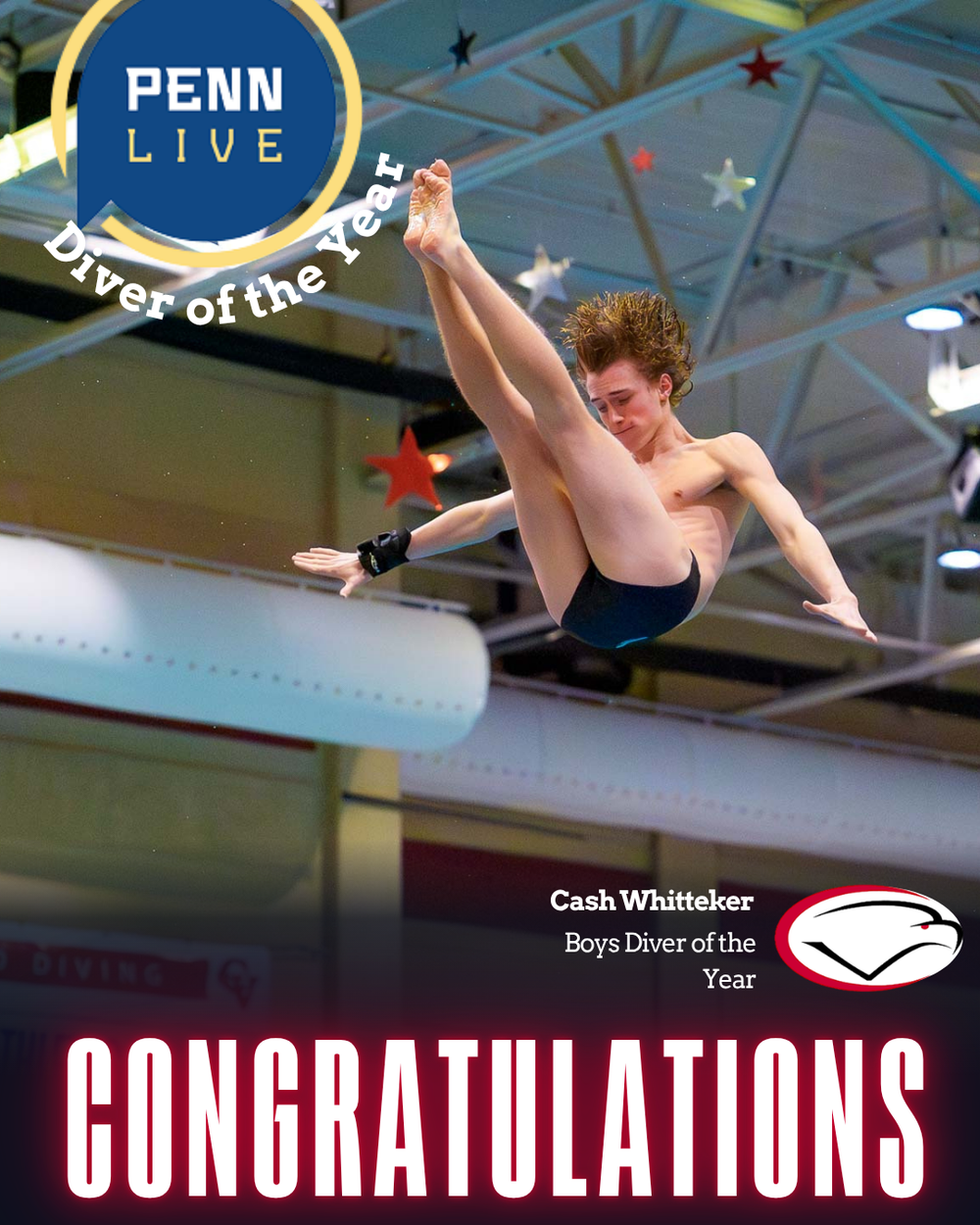Cumberland Valley Cash Whitt
aker Boys Diver of the Year PennLive graphic, by Deanna Fox, SportsFox Photography based in Hershey PA