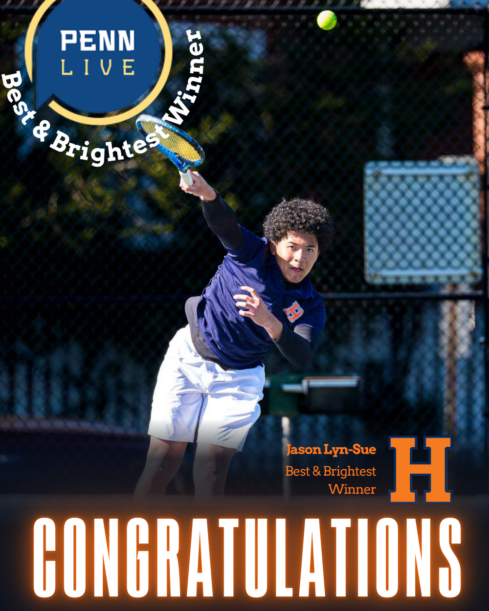 Hershey Jason Lyn-sue Best & Brightest Winner PennLive graphic, by Deanna Fox, SportsFox Photography based in Hershey PA