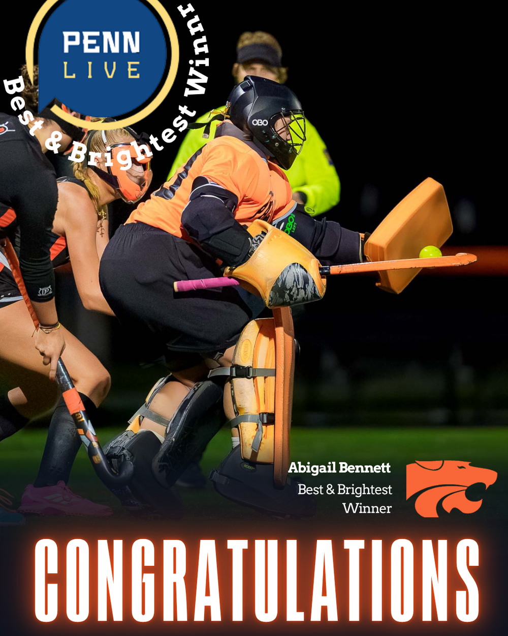 Palmyra Best & Brightest Winner Abigail Bennett PennLive congratulations graphic, by Deanna Fox, SportsFox Photography based in Hershey PA